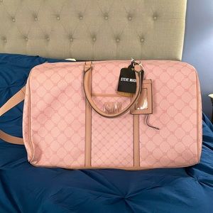Large travel bag dusty pink and white
